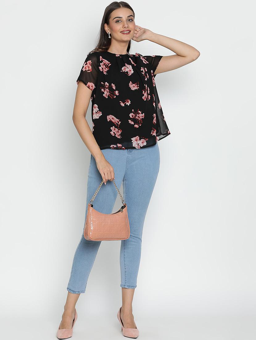 black floral printed regular top - 21496508 - Standard Image - 4