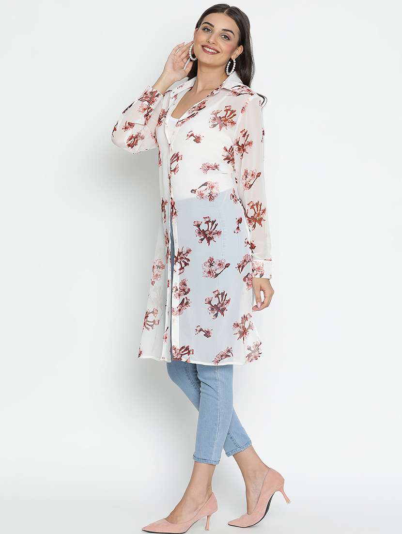 white floral printed regular shrug - 21496514 -  Standard Image - 1