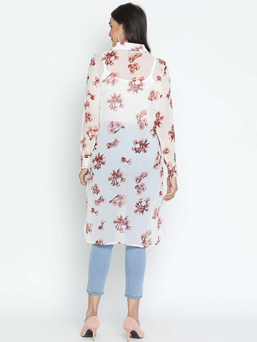 white floral printed regular shrug - 21496514 - Standard Image - 4