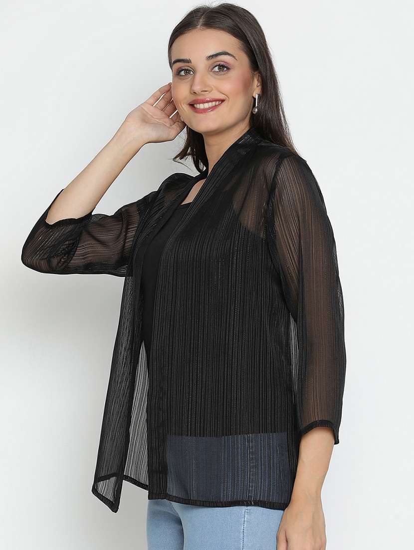 women black polyester regular shrug - 21496516 -  Standard Image - 1