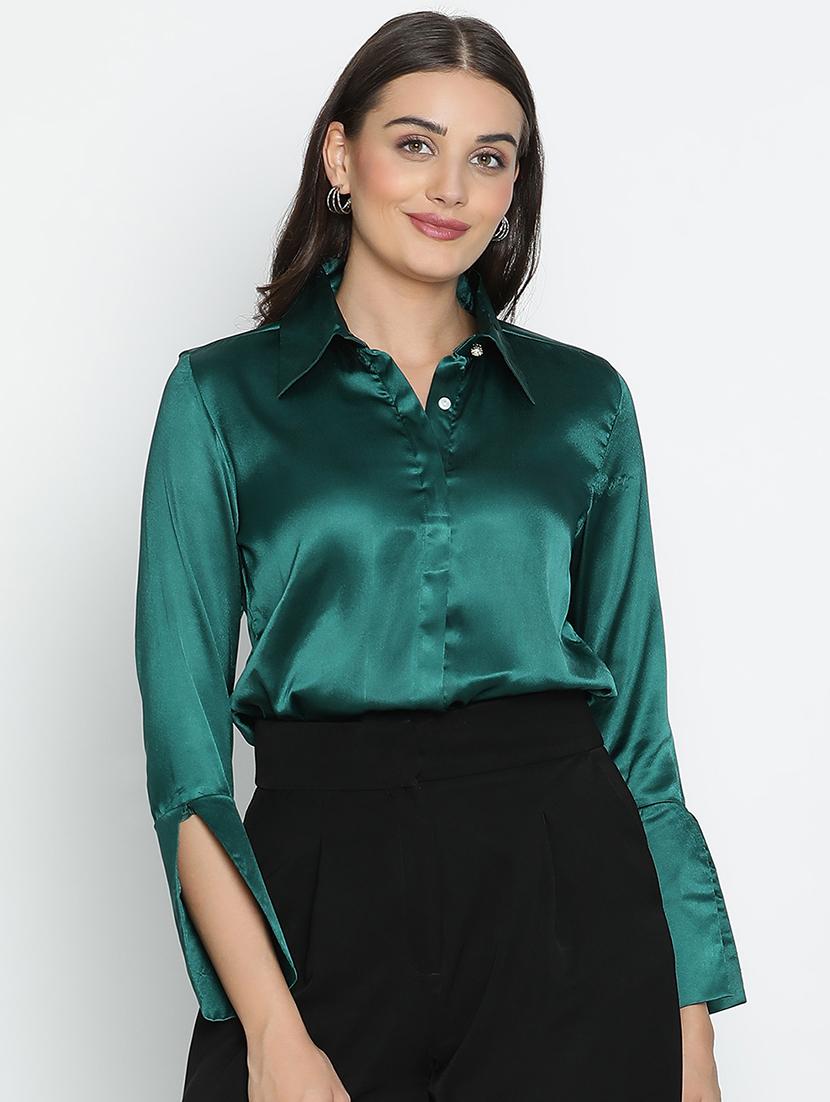 women green polyester shirt style top - 21496521 - Zoom Image - 0