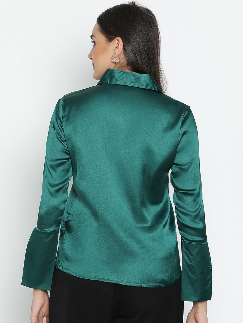 women green polyester shirt style top - 21496521 - Standard Image - 4