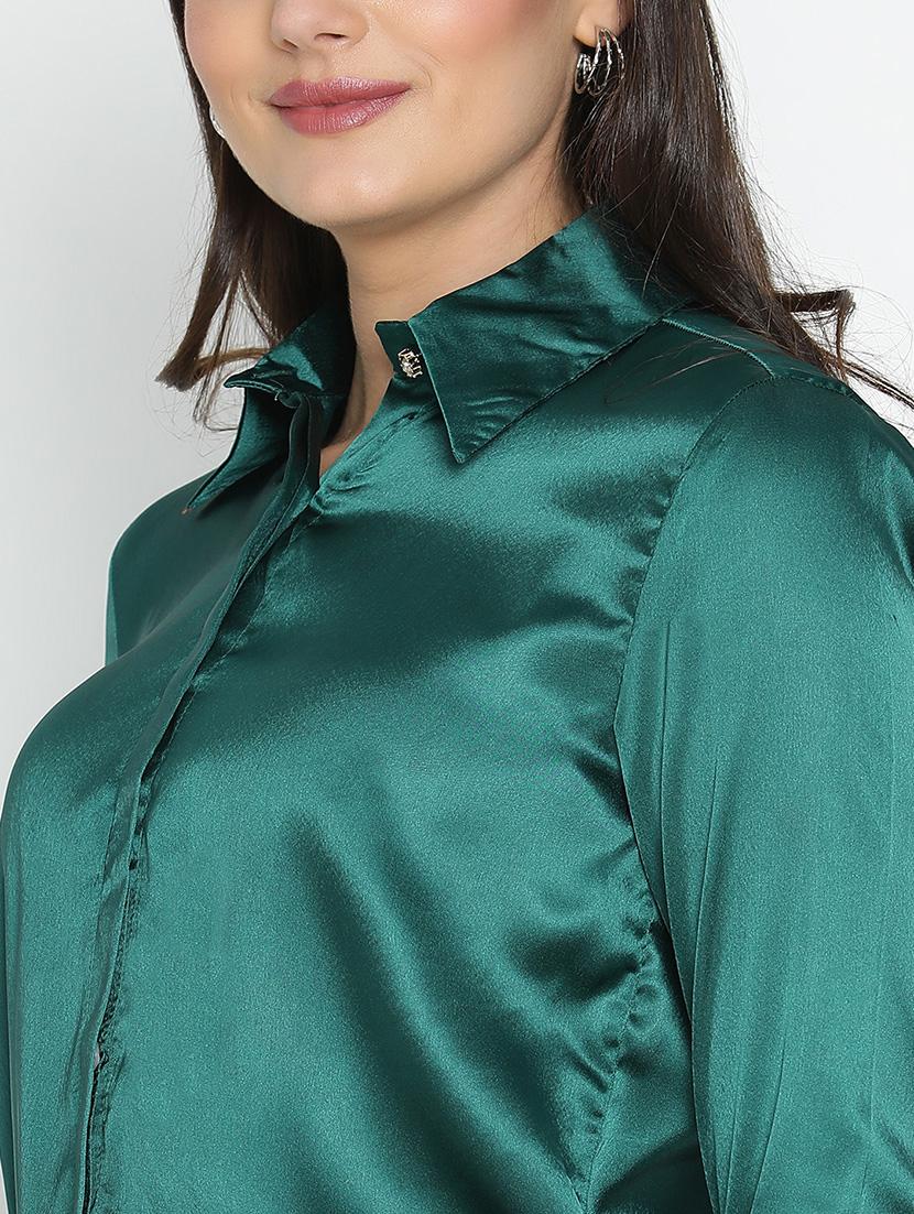 women green polyester shirt style top - 21496521 - Standard Image - 6