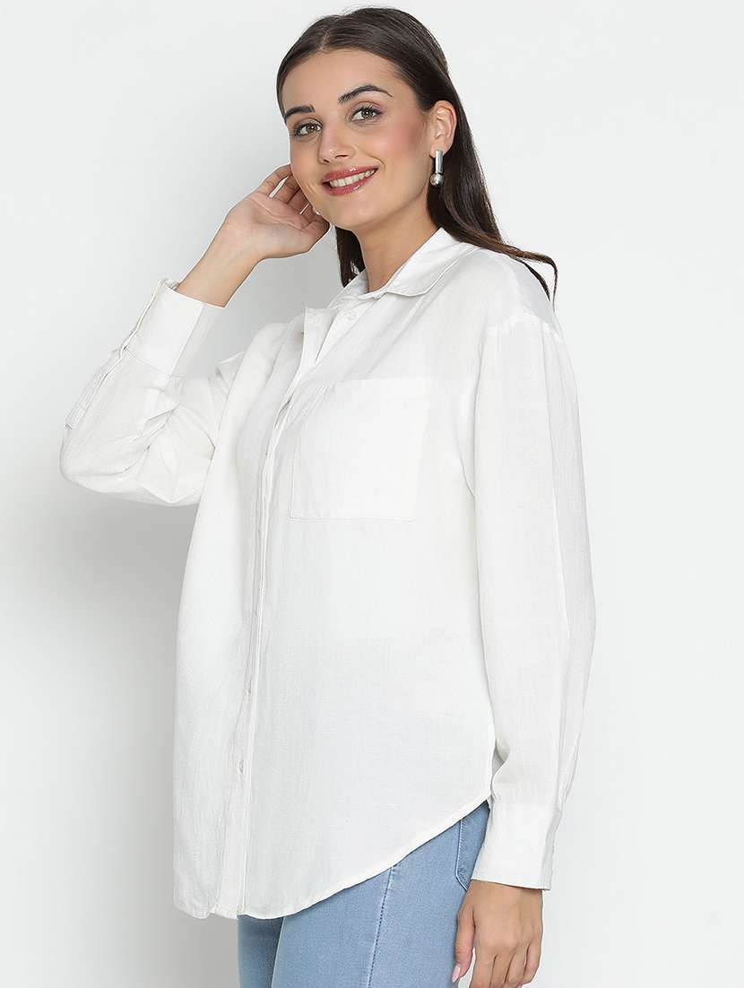 women white solid shirt - 21496529 -  Standard Image - 1