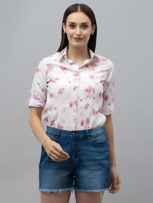 white floral printed regular shirt - 21496538 -  Standard Image - 0