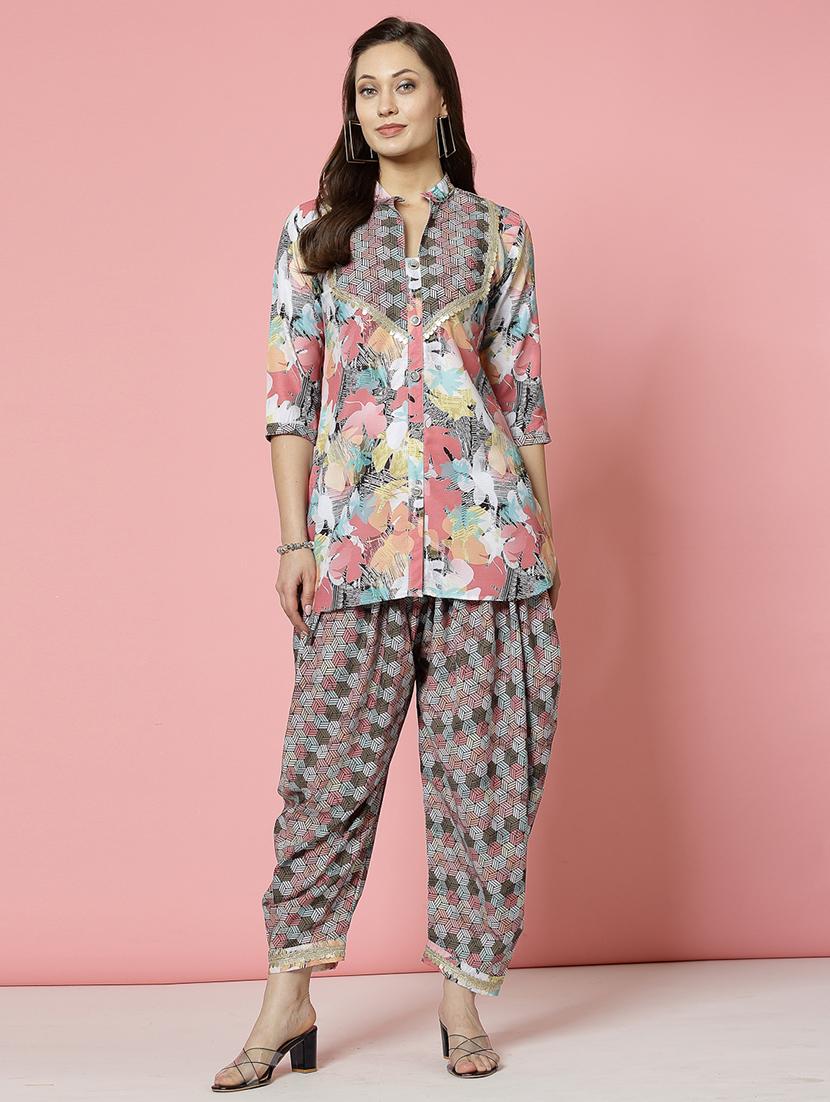 women multi coloured rayon dhotti and top co-ord set - 21496542 -  Zoom Image - 0