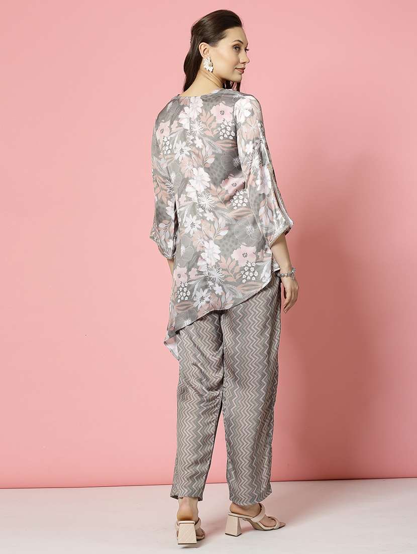 women grey silk blend shirt and trouser co-ord set - 21496548 -  Standard Image - 4