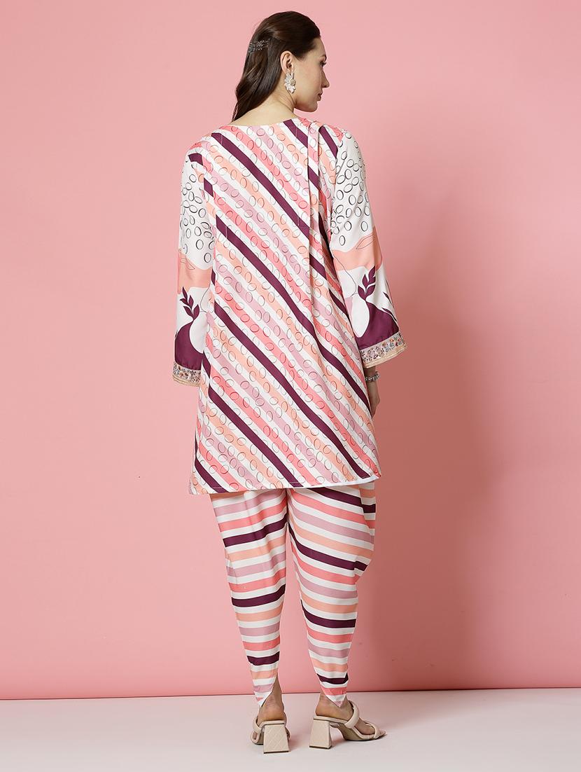 women white rayon dhotti and top co-ord set - 21496549 - Standard Image - 4