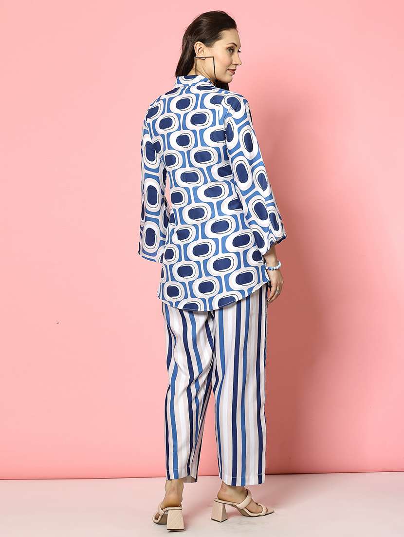 women blue rayon shirt and trouser co-ord set - 21496551 -  Standard Image - 4