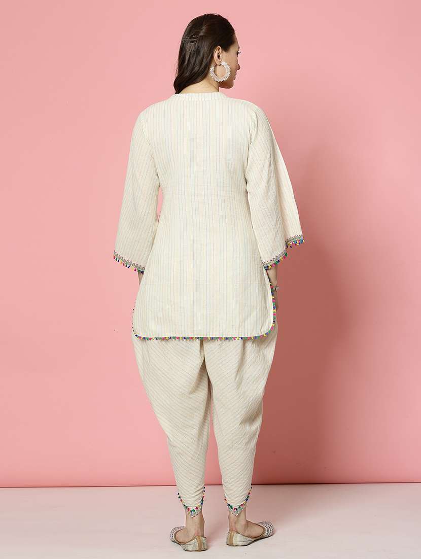 women off white cotton dhotti and top co-ord set - 21496556 -  Standard Image - 4