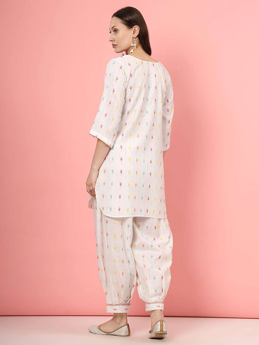 women off white cotton dhotti and top co-ord set - 21496558 -  Standard Image - 4