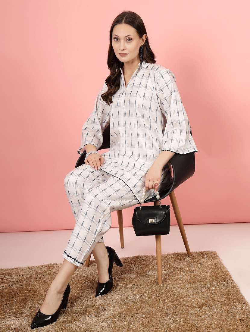 women white cotton shirt and trouser co-ord set - 21496559 -  Standard Image - 1