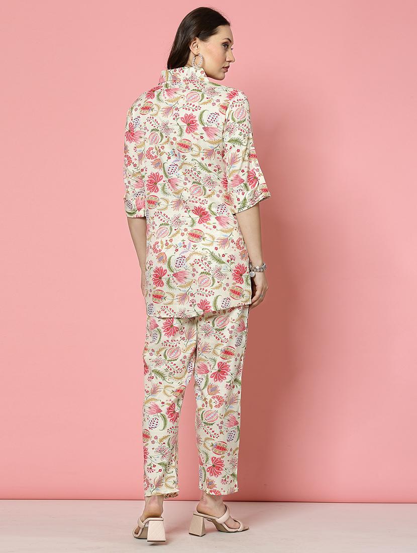 women white rayon shirt and trouser co-ord set - 21496566 - Standard Image - 4