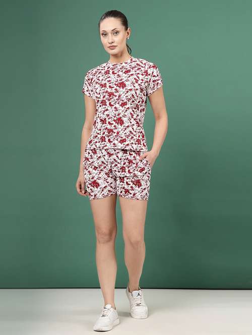 women maroon polyester blend top and shorts co-ord set - 21496570 -  Standard Image - 0