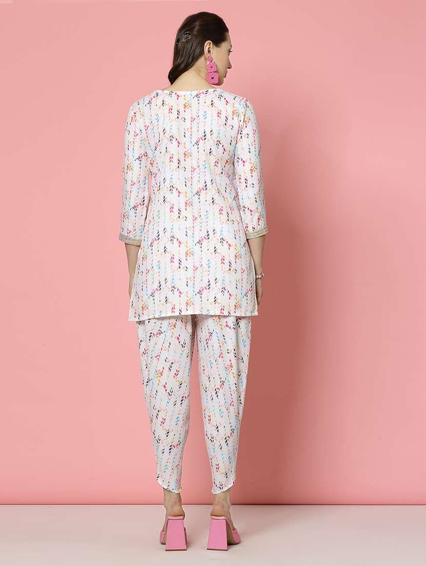 women off white cotton top & dhotti co-ord set - 21496580 -  Standard Image - 4