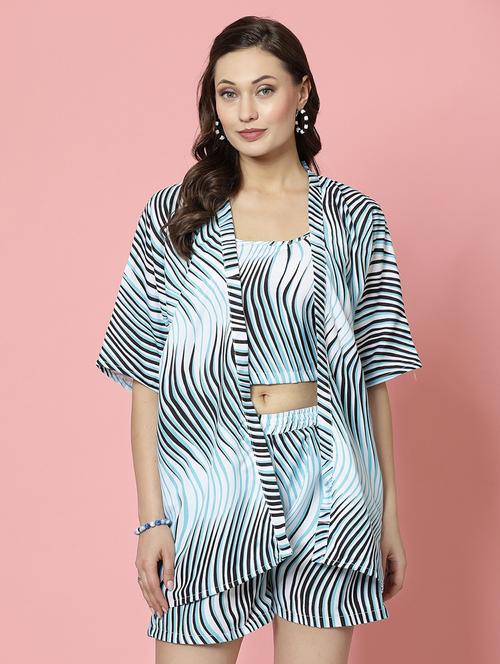 women white rayon top and shorts co-ord set - 21496582 -  Standard Image - 0