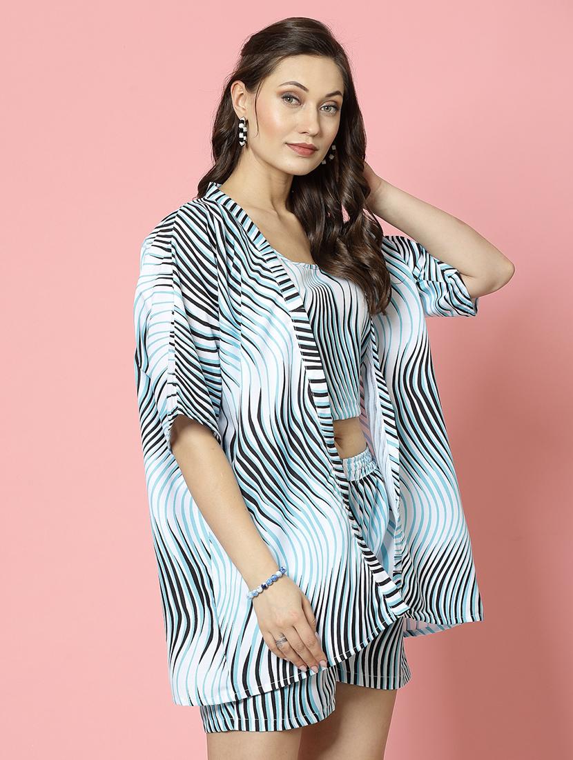 women white rayon top and shorts co-ord set - 21496582 -  Standard Image - 1
