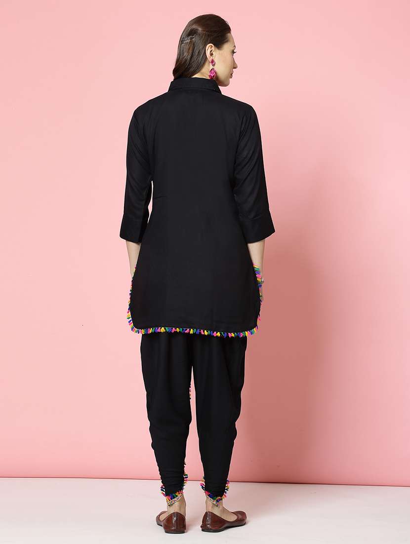 women black rayon dhotti and top co-ord set - 21496584 -  Standard Image - 4