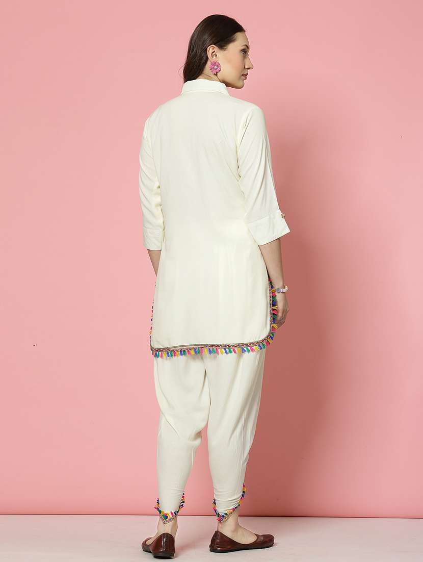 women off white rayon dhotti and top co-ord set - 21496585 -  Standard Image - 4