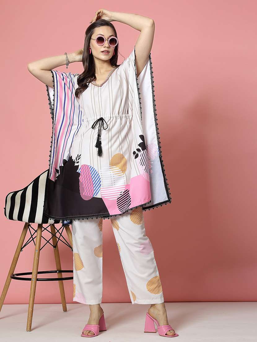 women white rayon top and trouser co-ord set - 21496591 -  Standard Image - 1