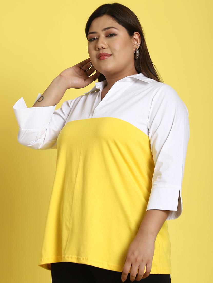 women collared color block regular top - 21496679 -  Standard Image - 1