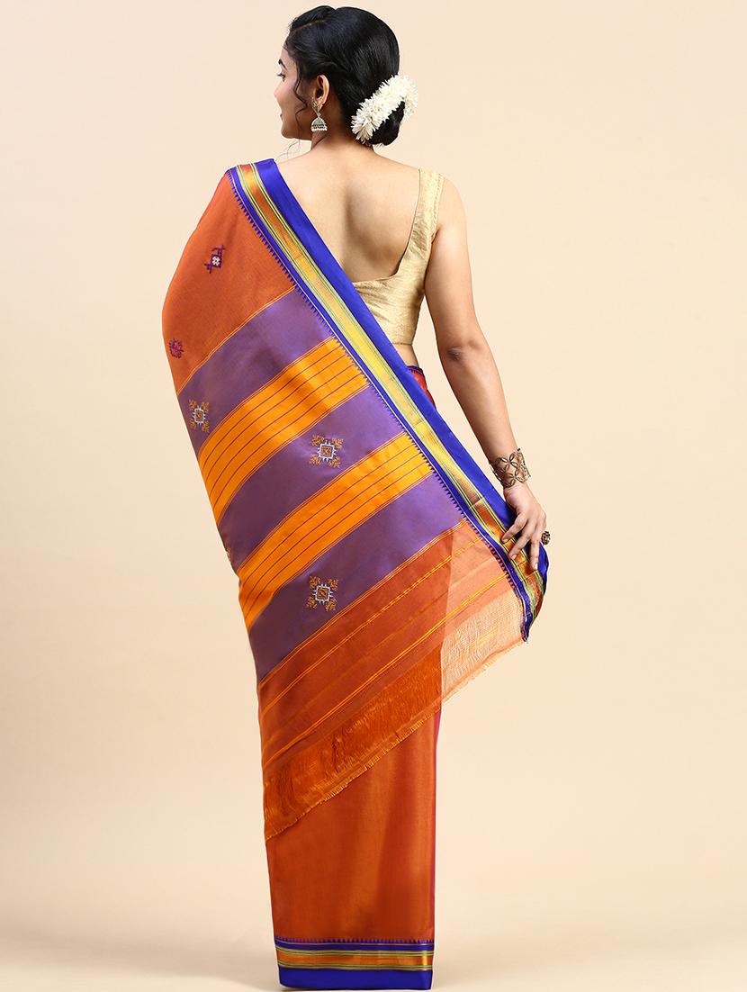 women contrast border embroidered saree  with blouse - 21496725 -  Standard Image - 1