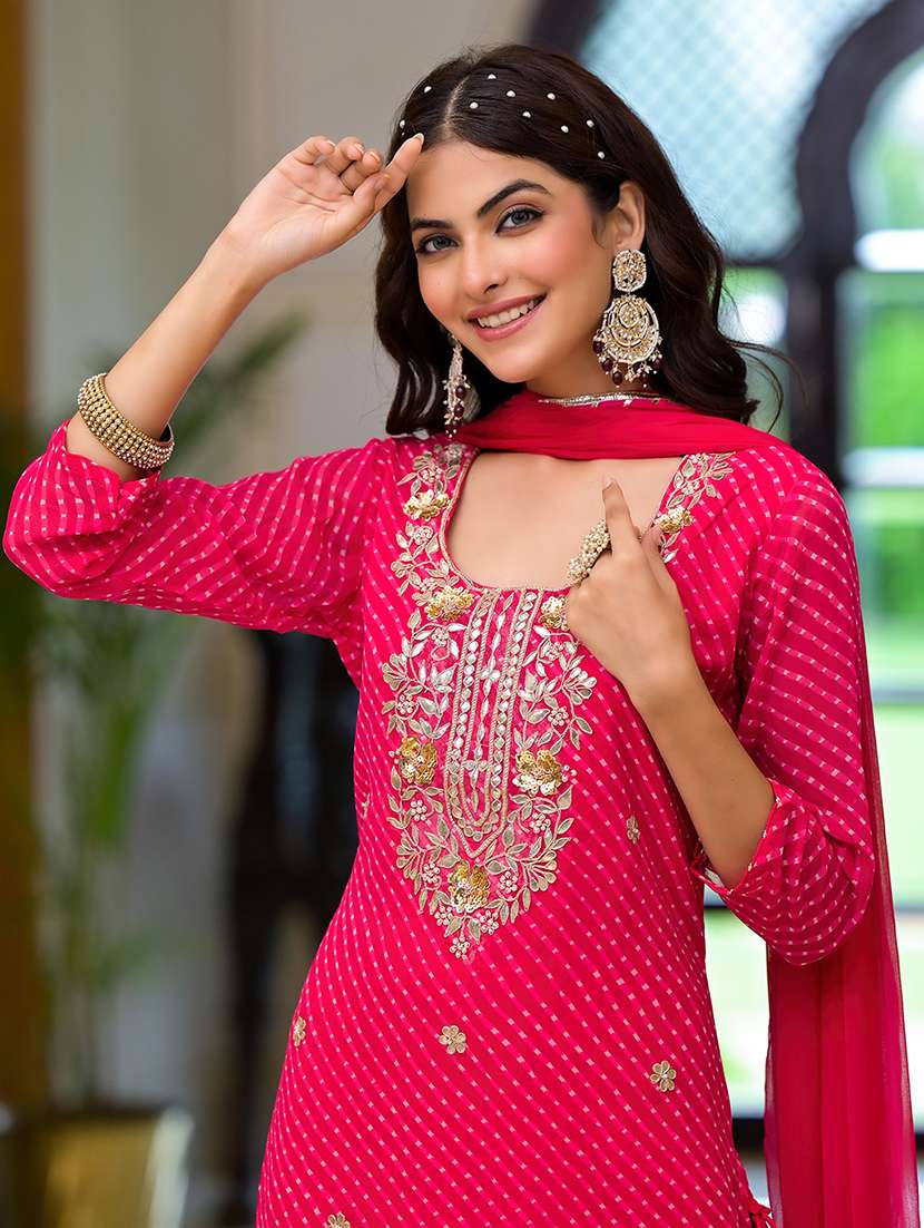 women pink kurta pant set with dupatta - 21496728 -  Standard Image - 4