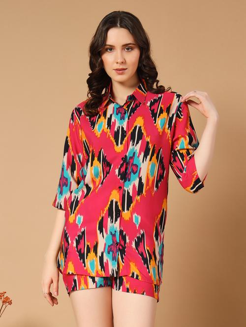 women casual printed top and short co-ord set - 21496731 -  Standard Image - 0