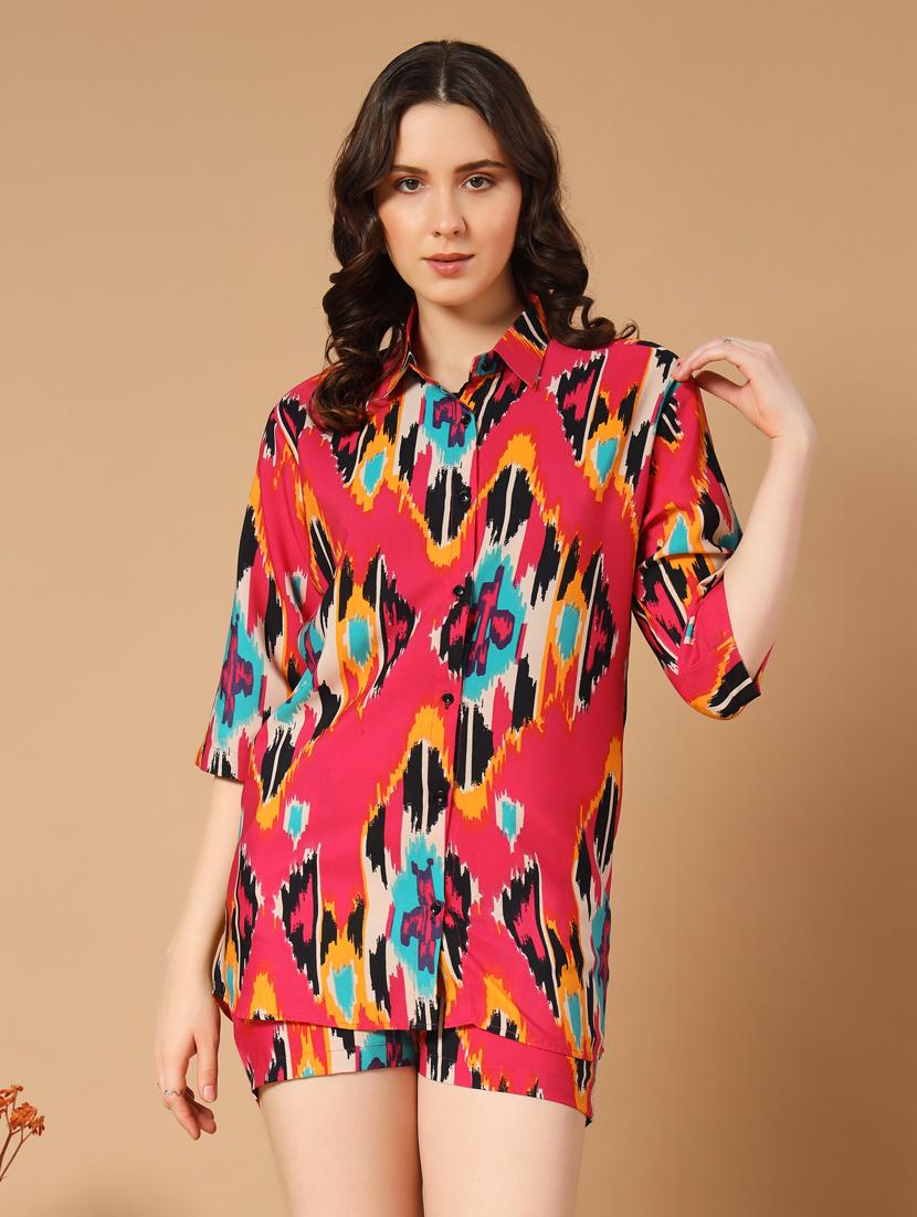 women casual printed top and short co-ord set - 21496731 -  Zoom Image - 0