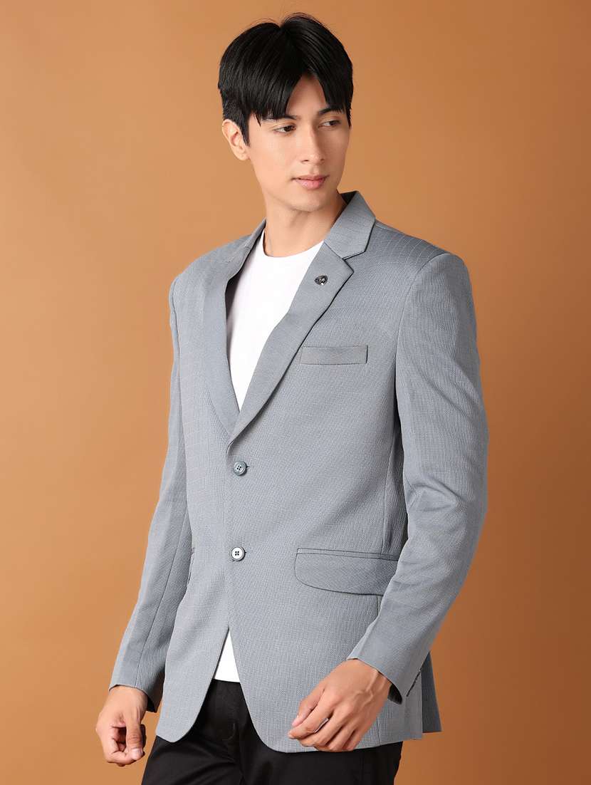 men self design single breasted blazer - 21496769 -  Standard Image - 1