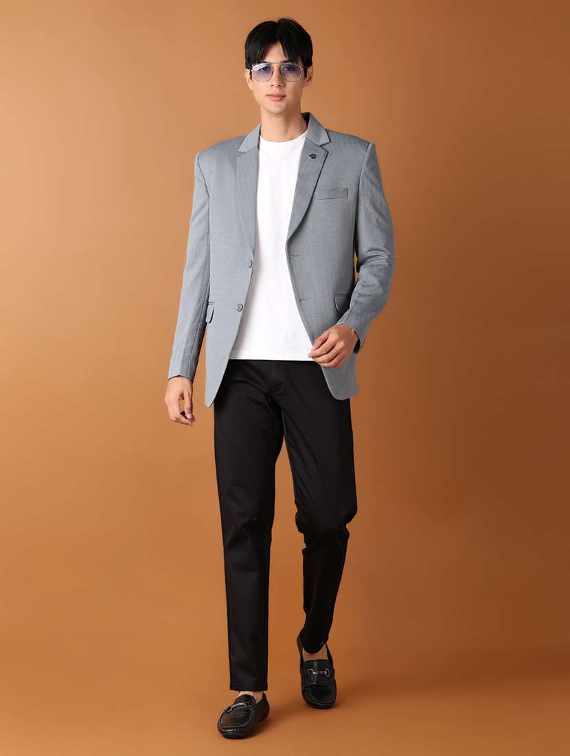 men self design single breasted blazer - 21496769 -  Standard Image - 4