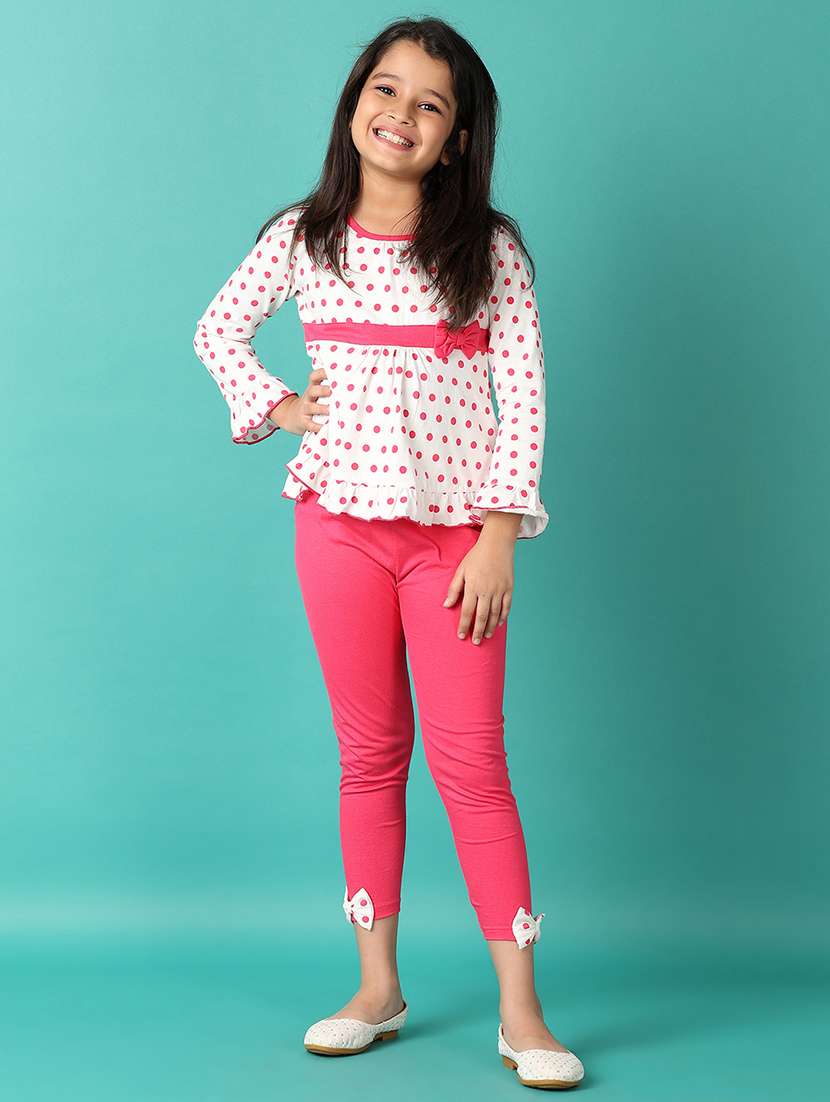 girls polka dots printed twin set