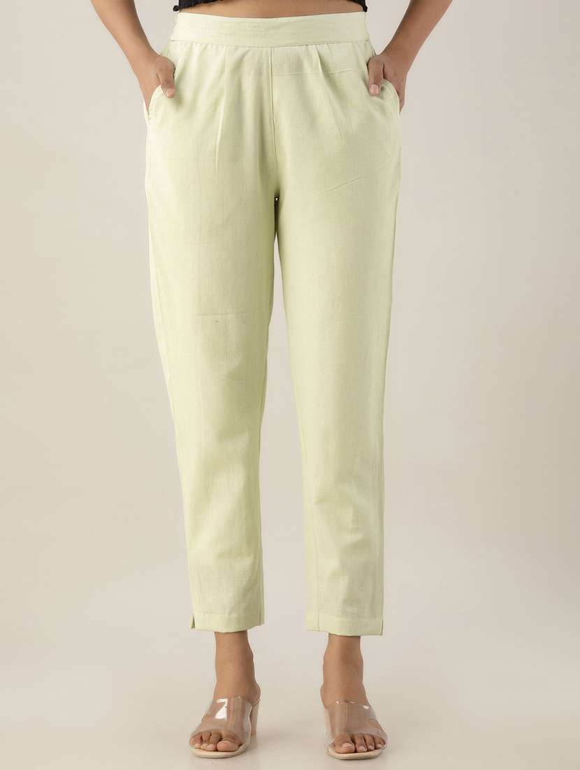 women mid-rise solid cigarette pant