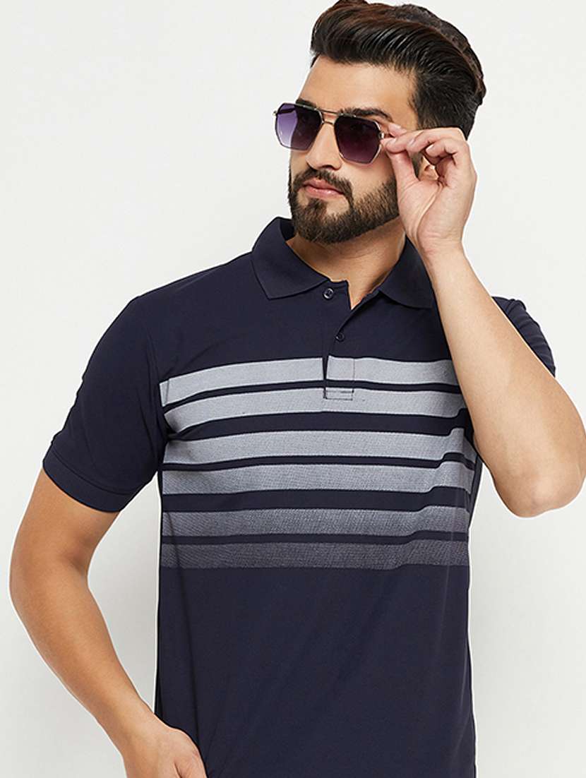 men polo neck striped t-shirt - 21497076 -  Standard Image - 1