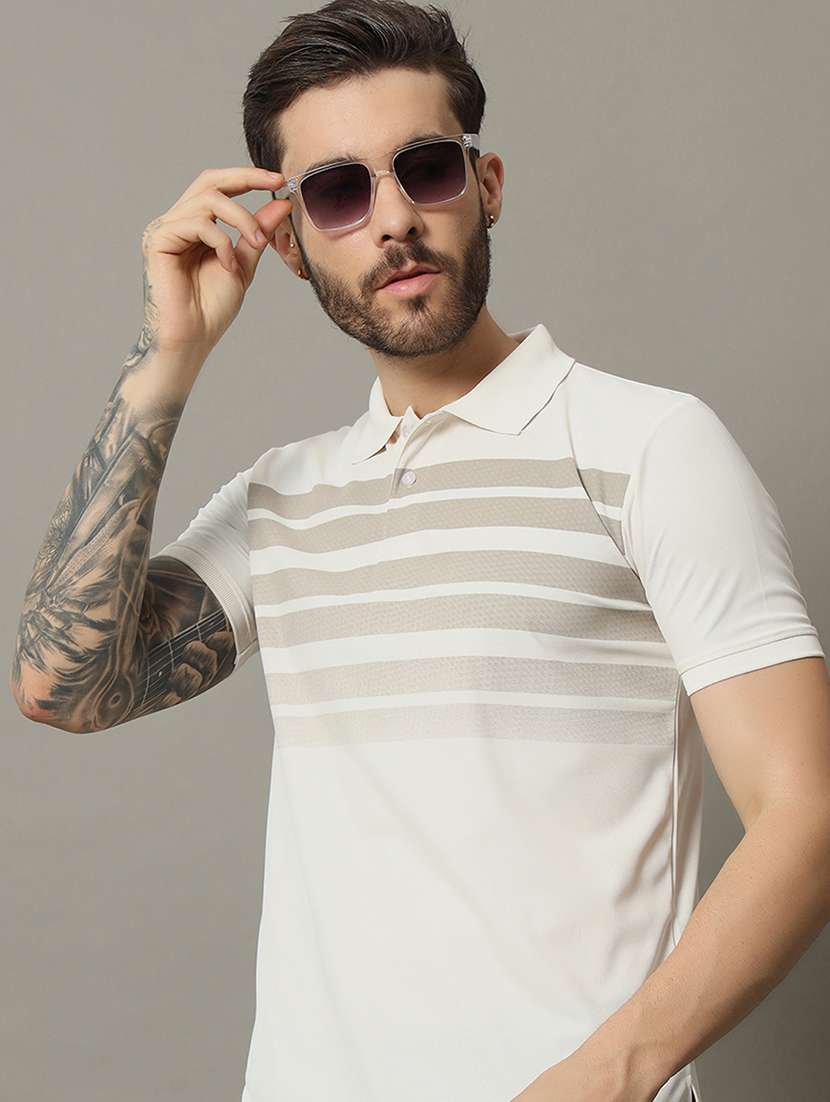 men polo neck striped t-shirt - 21497078 -  Standard Image - 1