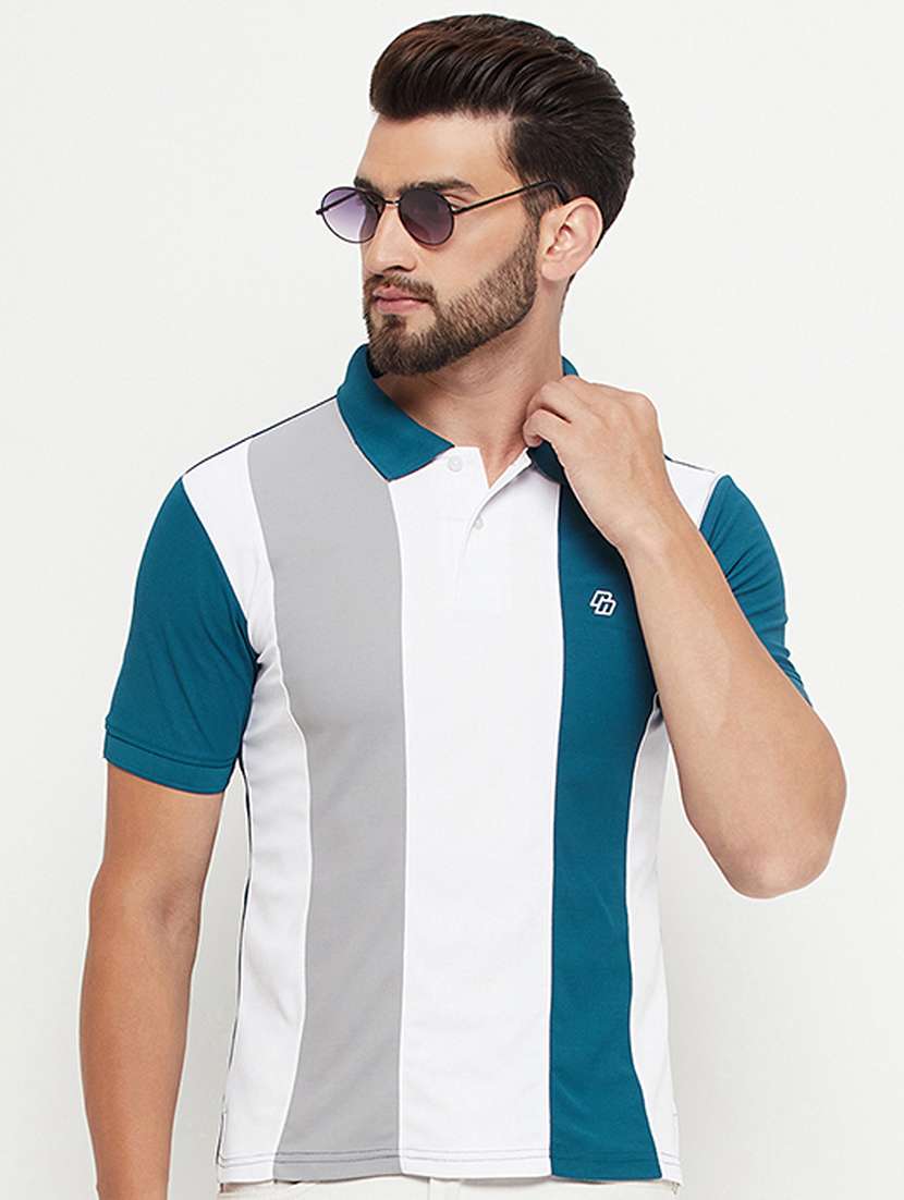 men color block short sleeve polo t-shirt - 21497109 -  Standard Image - 1
