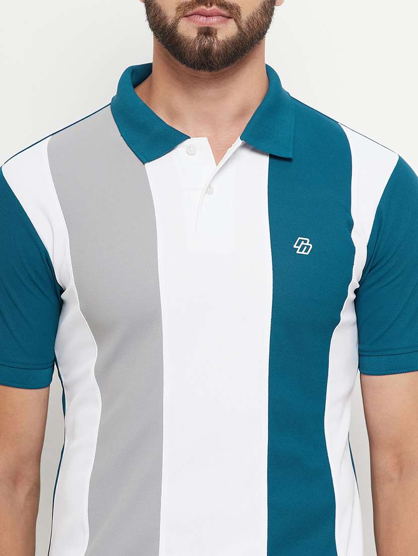 men color block short sleeve polo t-shirt - 21497109 -  Standard Image - 4