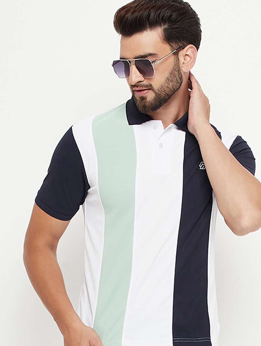 men color block short sleeve polo t-shirt - 21497110 -  Standard Image - 1