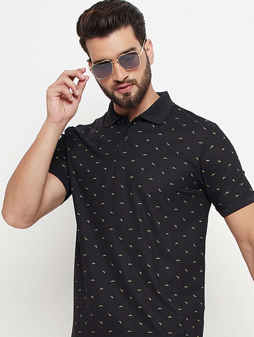 men printed short sleeve polo t-shirt - 21497111 -  Standard Image - 1