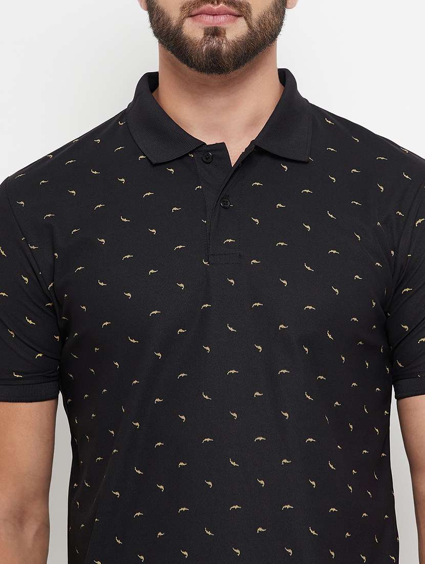 men printed short sleeve polo t-shirt - 21497111 -  Standard Image - 4