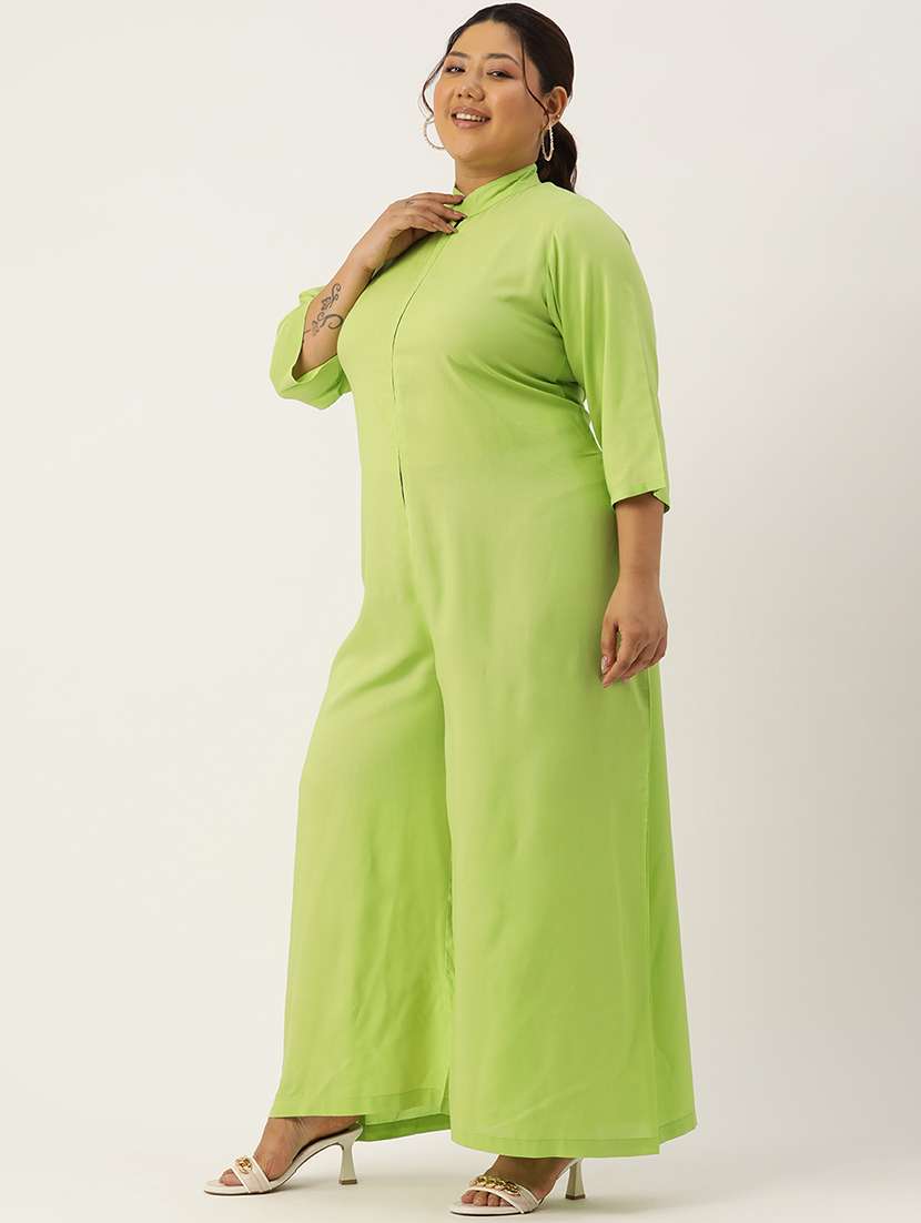 women mandarin neck solid full leg jumpsuit - 21497133 -  Standard Image - 1