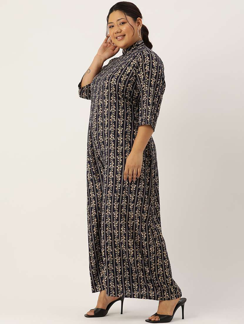 women mandarin neck printed full leg jumpsuit - 21497139 -  Standard Image - 1