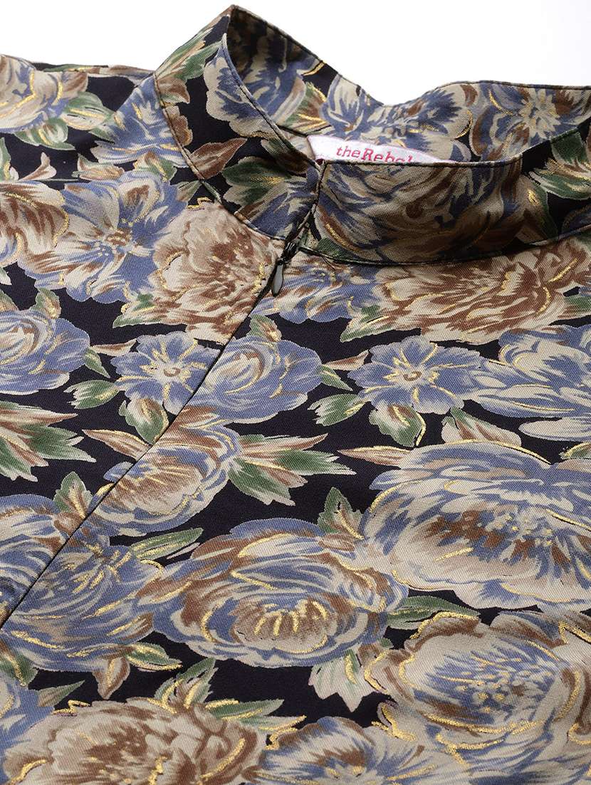 women mandarin neck printed full leg jumpsuit - 21497140 -  Standard Image - 4