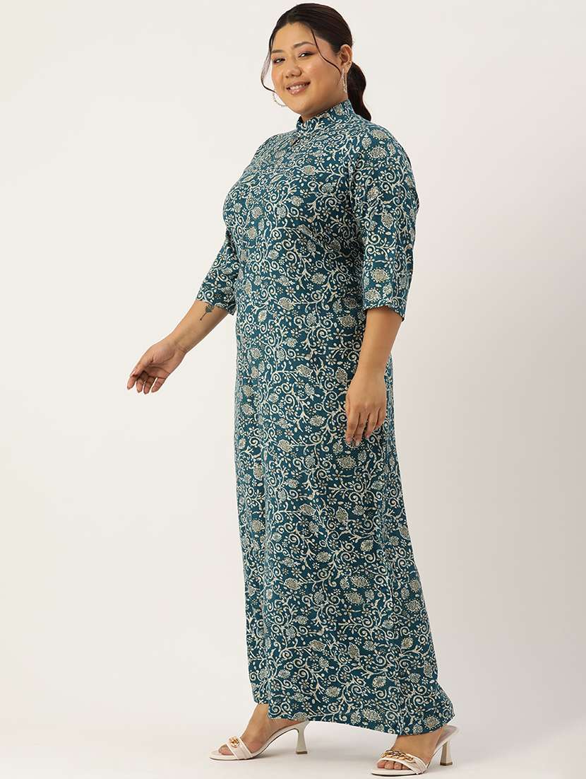 women mandarin neck printed full leg jumpsuit - 21497145 -  Standard Image - 1