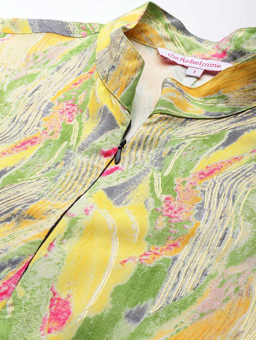 women mandarin neck printed full leg jumpsuit - 21497147 -  Standard Image - 4