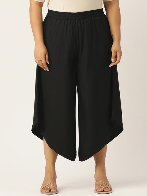 women high rise solid culottes trouser - 21497152 - Standard Image - 0