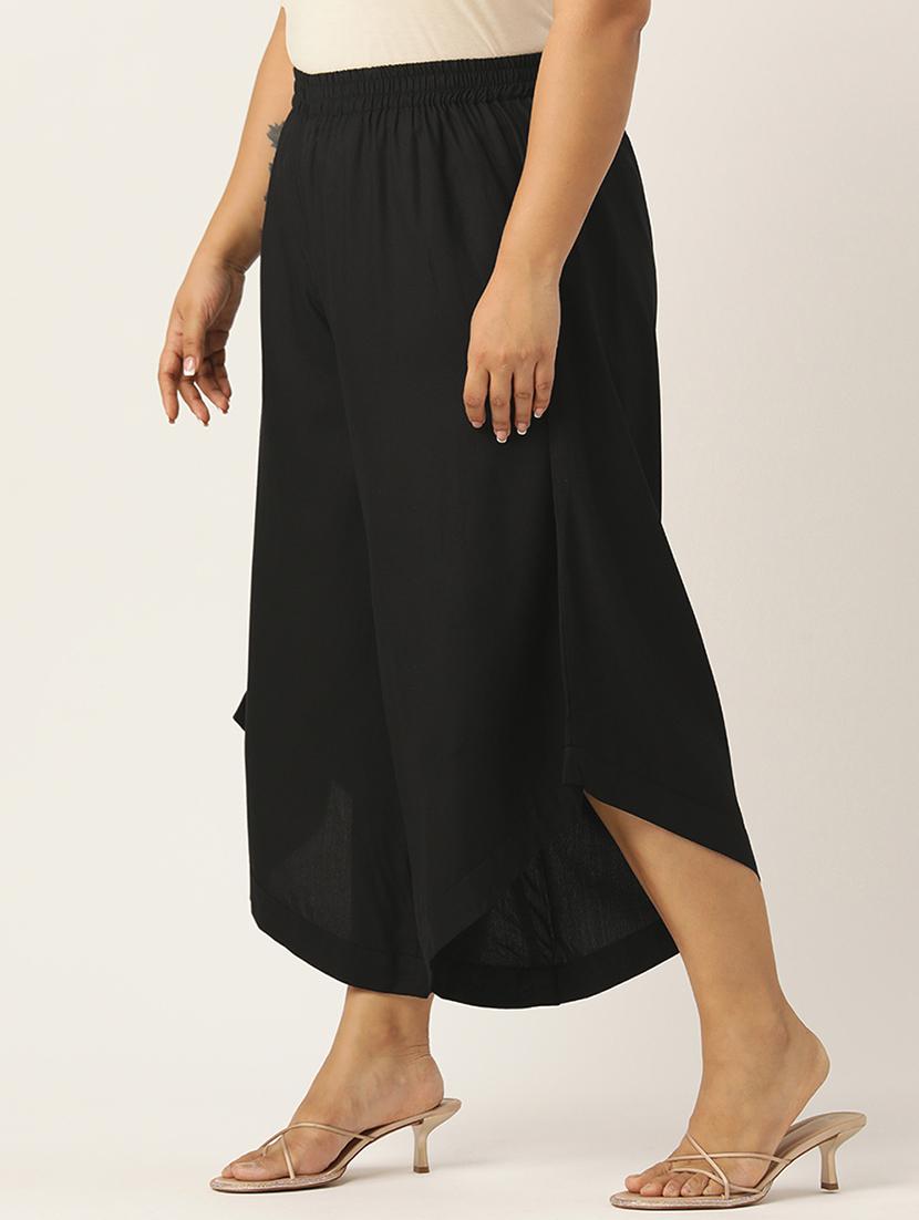 women high rise solid culottes trouser - 21497152 - Standard Image - 1