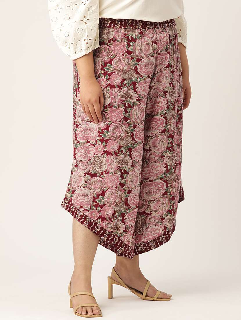 women high rise printed culottes trouser - 21497165 -  Standard Image - 1