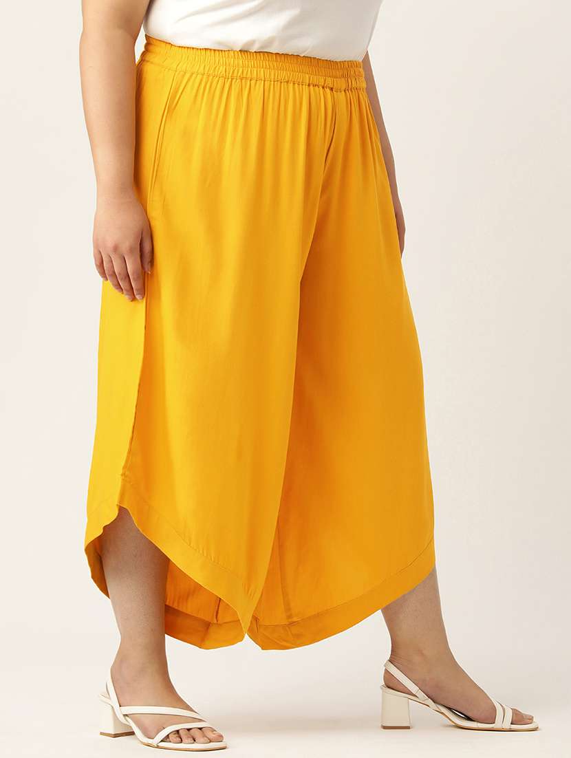 women high rise solid culottes trouser - 21497166 -  Standard Image - 1