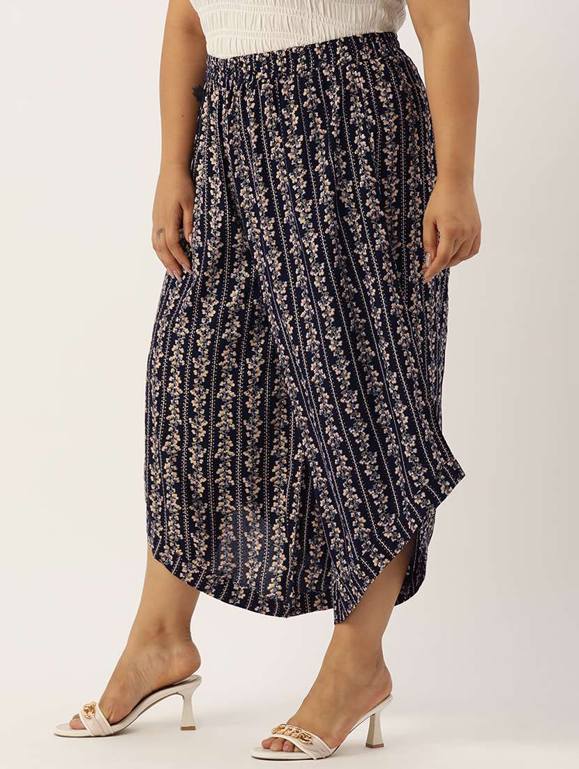 women high rise printed culottes trouser - 21497168 -  Standard Image - 1